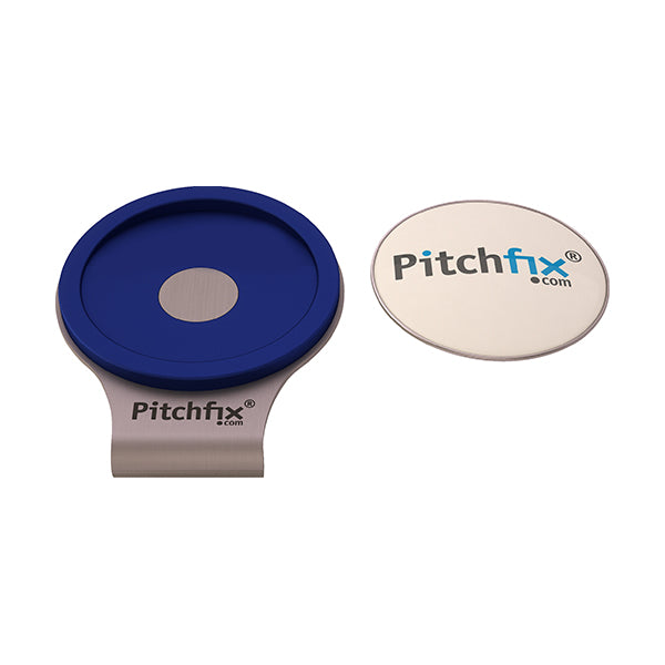 Blue Pitchfix Hat and Cap Clip Golf ball marker
