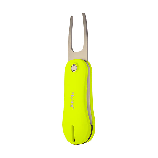 Fluorescent yellow Pitchfix Hybrid2.0 Divot Tool