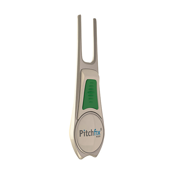 WHITE AND GREEN PITCHFIX DIVOT TOOL TOUR EDITION